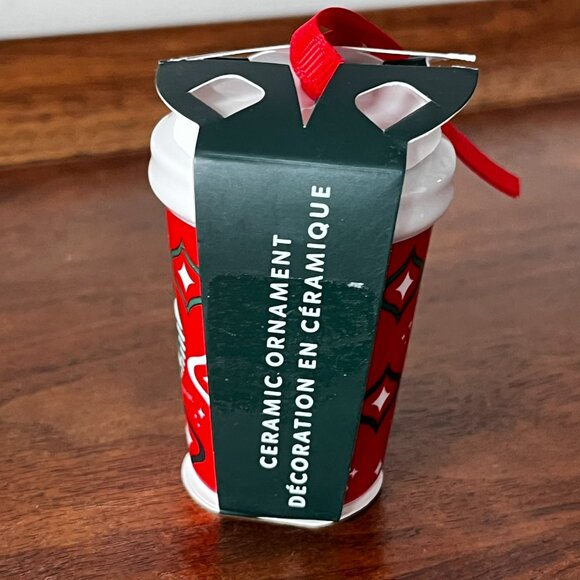Starbucks Coffee 2023 Ceramic Christmas Ornament Red To-Go Mini Cup in Package - Picture 4 of 9